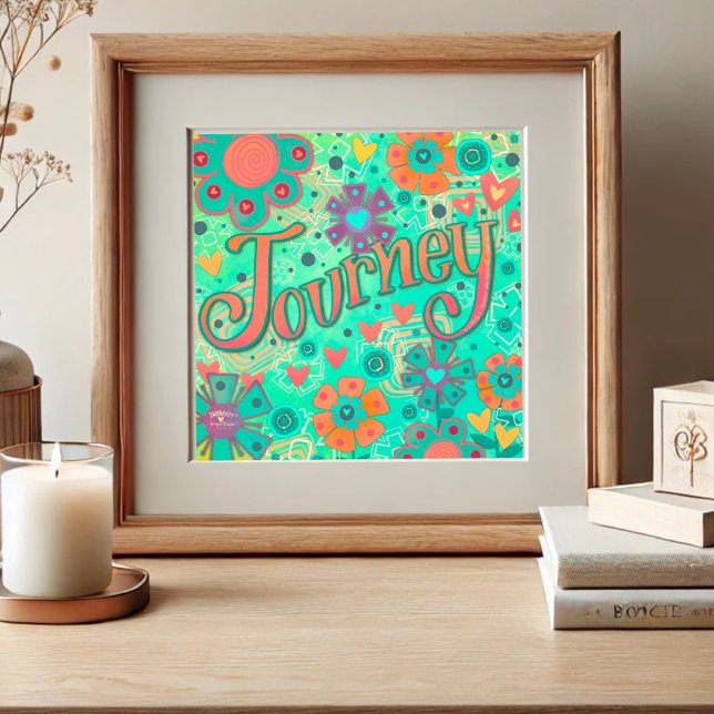 Teal Journey Inspirational Heart Floral Pretty  Photo Print (Creator Uploaded)