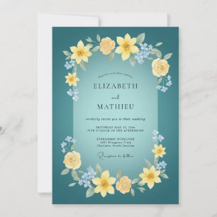 Teal Joyful Spring Wedding Invitation