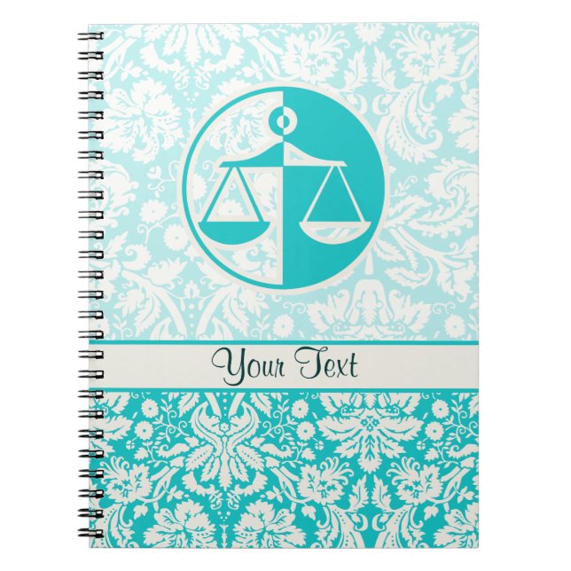 Teal Justice Scales Notebook (Front)