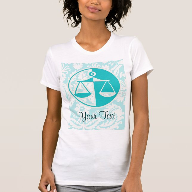Teal Justice Scales T-Shirt (Front)