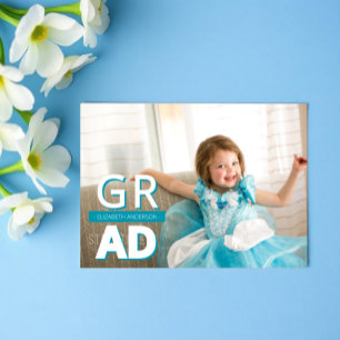 Teal Kids Photo Graduation Announcement