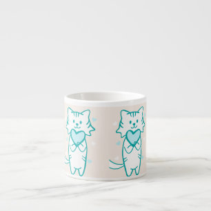 Teal Kitty Espresso Cup