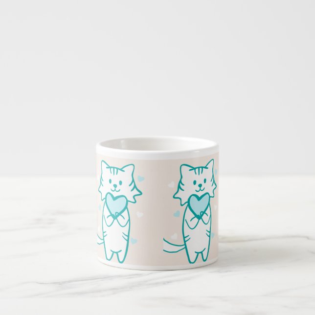 Teal Kitty  Espresso Cup (Front)
