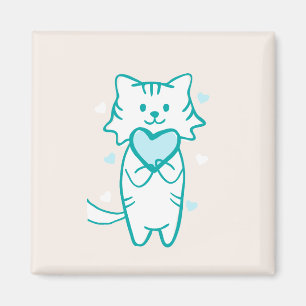 Teal Kitty Magnet