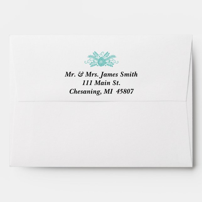 Teal Lace Envelope (Back (Top Flap))