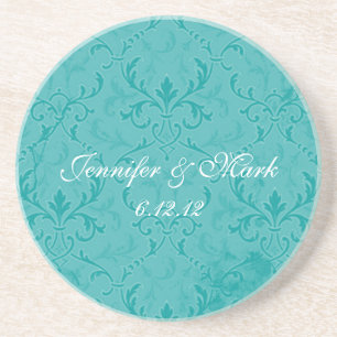 Teal Lace Wedding Favour Coasters