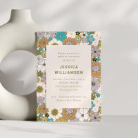 Teal Lavender Mustard Retro Floral Bridal Shower