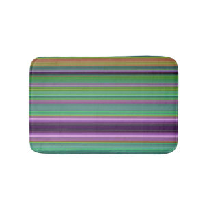 Teal Lavender Orange Purple Stripes Bath Mat