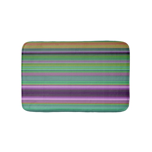 Teal Lavender Orange Purple Stripes Bath Mat (Front)