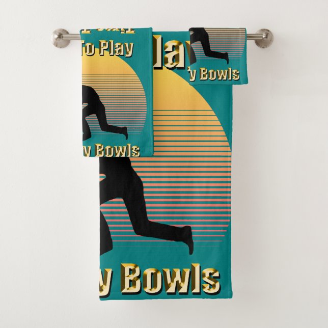 Teal Lawn Bowls Playtime, Bath Towel Set (Insitu)