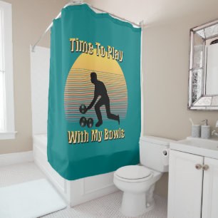 Teal Lawn Bowls Playtime, Shower Curtain