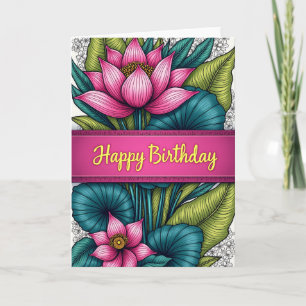 Teal Leaf Birthday Card