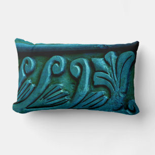 Teal Leaves Lumbar Cushion