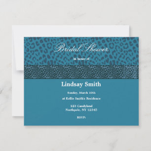 Teal Leopard Pattern Bridal Shower Invitation