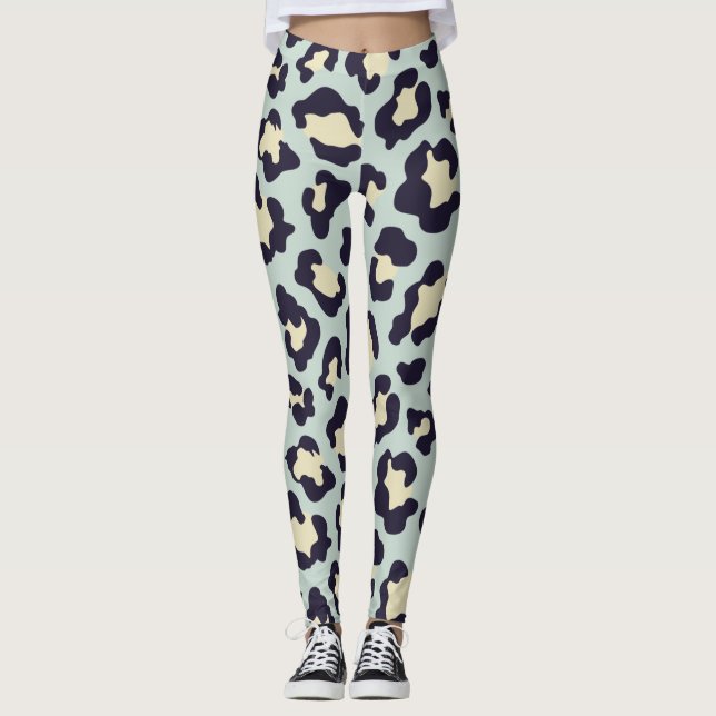 Teal leopard print leggings (Front)