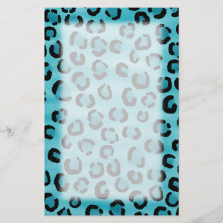 Teal Leopard Print Pattern. Stationery