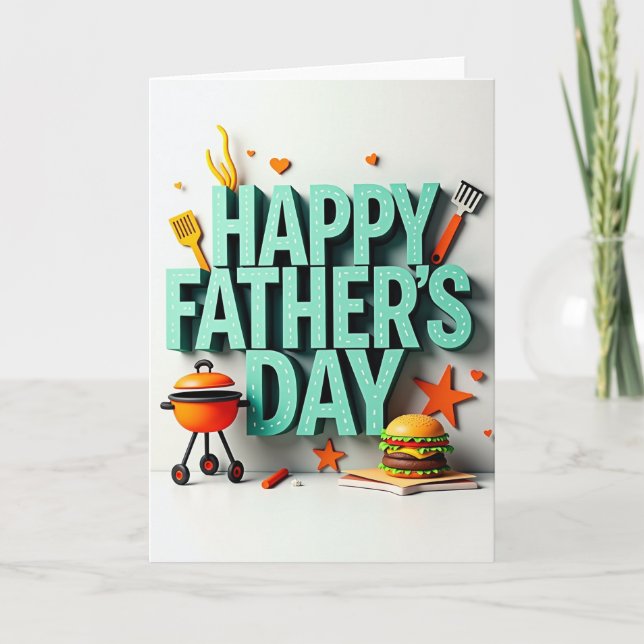 Teal Letters Fathers Day Card (Front)