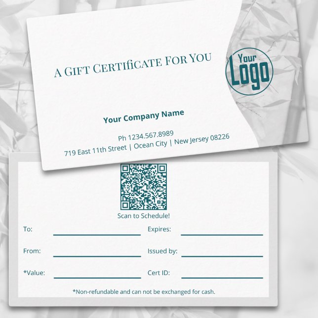Teal Life Coach QR Code Image Gift Certificate (Teal Life Coach QR Code Image Gift Certificate, Company Logo)