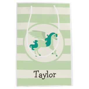 Teal & Light Green Unicorn Medium Gift Bag
