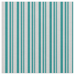 Teal & Light Grey Lines Pattern Fabric