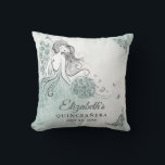 Teal Light Sage Seafoam Green Princess Quinceanera Cushion<br><div class="desc">Looking for teal light sage seafoam green quinceanera pillow ideas to add beauty to the ceremony decor of a princess quince theme? Using a simple DIY template, create your own personalized quinceanera pillows that you can add an optional glam Mis Quince Anos picture to on the backside. The original, fairytale...</div>