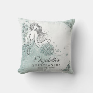 Teal Light Sage Seafoam Green Princess Quinceanera Cushion