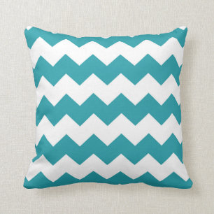 Teal / Light Sea Green Chevron Pattern Cushion