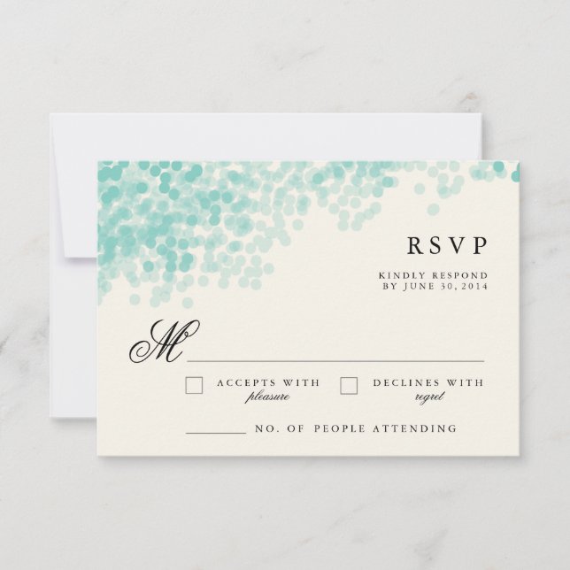 Teal Light Shower | Rustic RSVP Response Cards (Front)