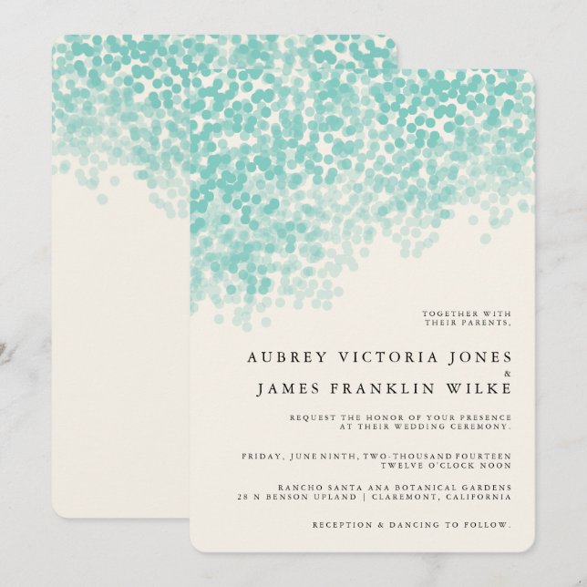 Teal Light Shower | Rustic Wedding Invitations (Front/Back)