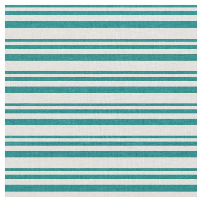 Teal & Light Yellow Coloured Lined/Striped Pattern Fabric (Close Up)