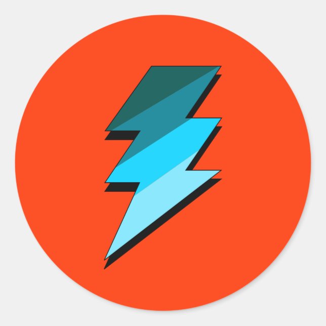 Teal Lightning Thunder Bolt Classic Round Sticker (Front)