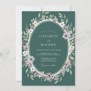 Teal Lilac Foliage Eucalyptus Wedding Invitation