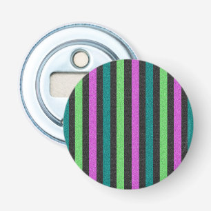 Teal, Lime Green, Hot Pink Glitter Striped STaylor Bottle Opener