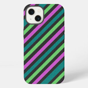 Teal, Lime Green, Hot Pink Glitter Striped STaylor iPhone 13 Case