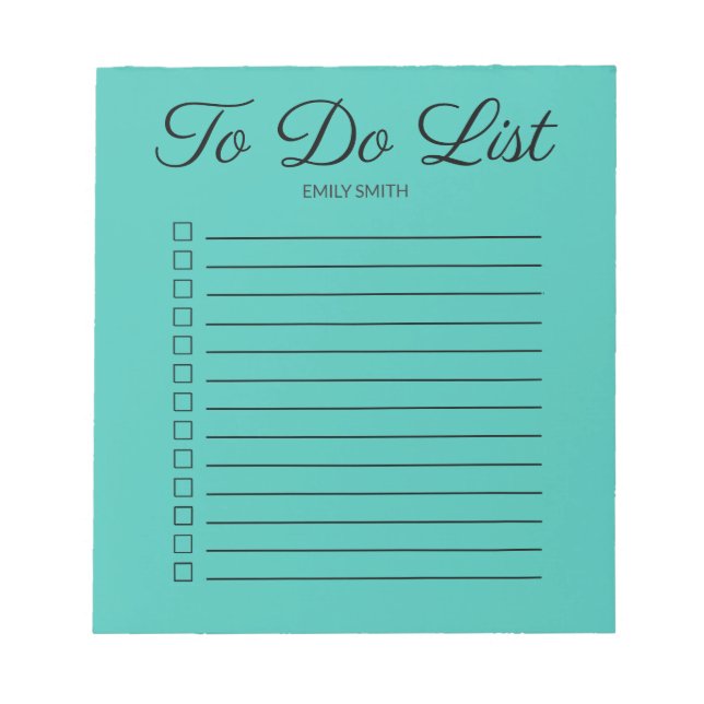 Teal Lined Checkboxes To Do Monogram Notepad (Front)