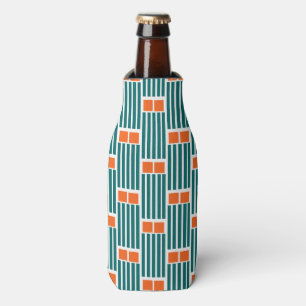 Teal Lines and Boxes  Bottle Cooler
