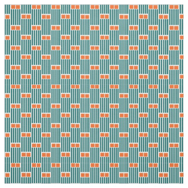 Teal Lines and Boxes  Fabric (Swatch)
