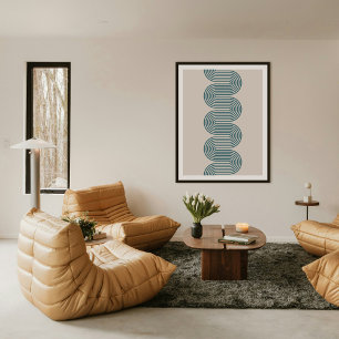 Teal Lombard Wavy Lines Modern Minimal Art Print