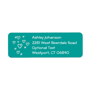 Teal Love & Stars Return Address Name Label