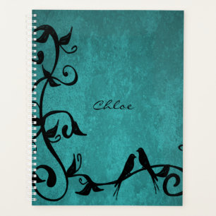 Teal Lovebirds Personalised Planner