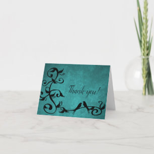 Teal Lovebirds Thank You Cards
