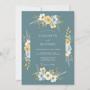 Teal Luminous Spring Wedding Invitation