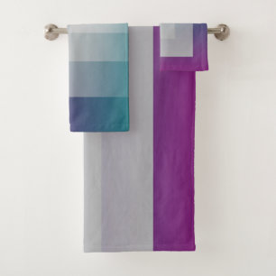 Teal magenta grey bath towel set