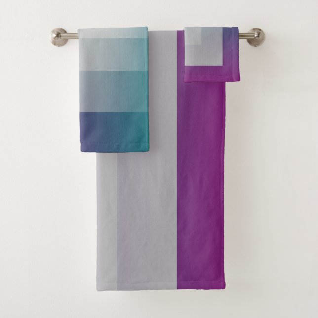 Teal magenta grey bath towel set (Insitu)
