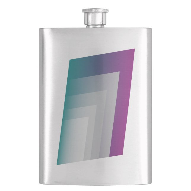 Teal magenta grey hip flask (Front)