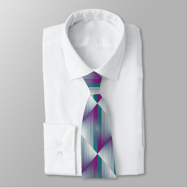 Teal magenta grey triangles tie (Tied)