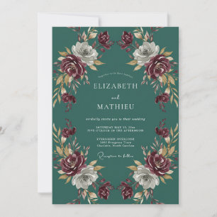 Teal Magnificent Winter Wedding Invitation