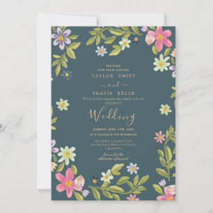 Teal Magnolia Wedding Invitation