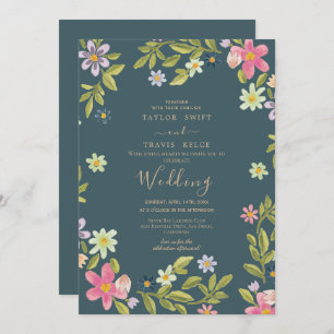 Teal Magnolia Wedding Invitation