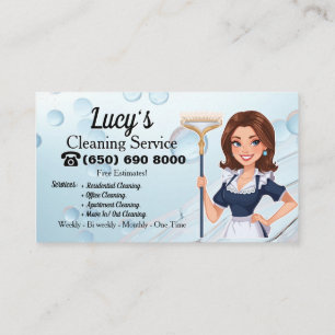 Teal Maid Janitorial Lady House Cleaning Service Business Card